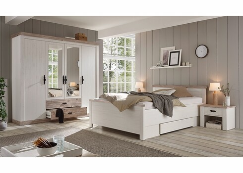 Voodi FLORENZ valge mänd / mänd, 155x208xH86 cm