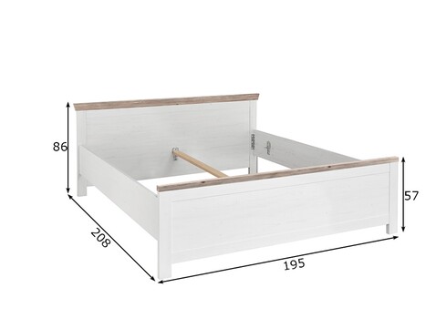 Voodi FLORENZ valge mänd / mänd, 195x208xH86 cm