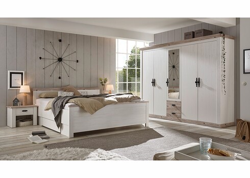 Voodi FLORENZ valge mänd / mänd, 195x208xH86 cm