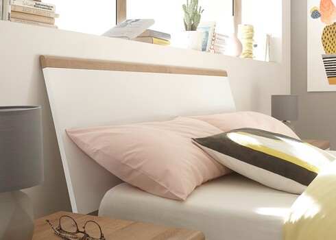 Voodi LENA valge / tamm, 145x210xH95 cm