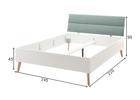 Voodi LENA valge / münt, 145x210xH95 cm