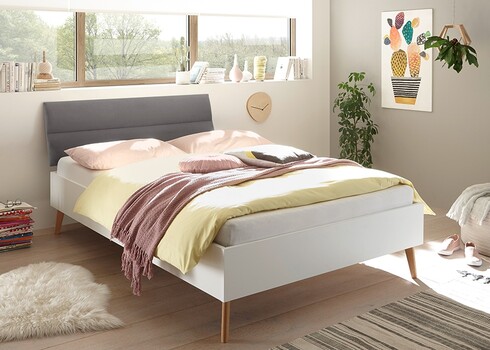 Voodi LENA valge / hall, 145x210xH95 cm