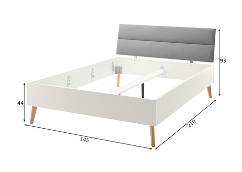 Voodi LENA valge / hall, 145x210xH95 cm
