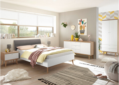 Voodi LENA valge / hall, 145x210xH95 cm