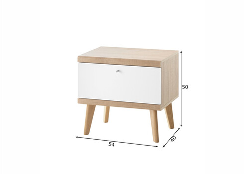 Öökapp LENA valge / tamm, 54x40xH50 cm