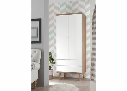 Riidekapp LENA valge / tamm, 80x56xH197 cm