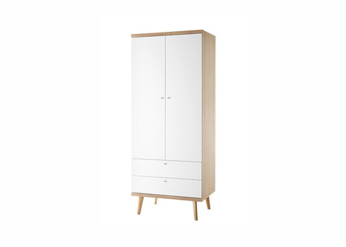 Riidekapp LENA valge / tamm, 80x56xH197 cm