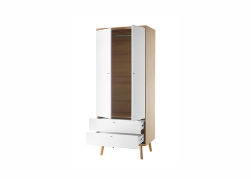 Riidekapp LENA valge / tamm, 80x56xH197 cm