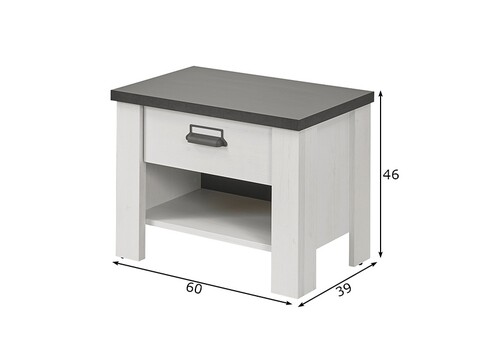 Öökapp SHERWOOD valge mänd / hall, 60x39xH46 cm