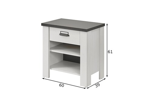 Öökapp SHERWOOD valge mänd / hall, 60x39xH61 cm