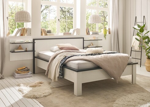 Seinariiul SHERWOOD valge mänd / hall, 60x22xH54 cm