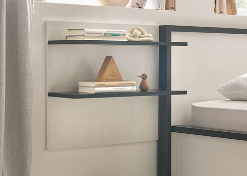 Seinariiul SHERWOOD valge mänd / hall, 60x22xH54 cm