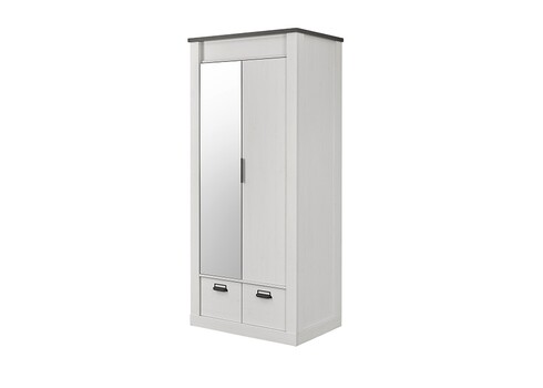 Riidekapp SHERWOOD valge mänd / hall, 93x63xH209 cm