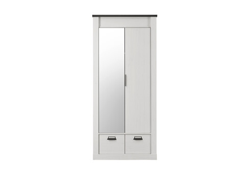 Riidekapp SHERWOOD valge mänd / hall, 93x63xH209 cm