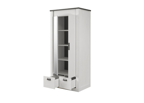 Riidekapp SHERWOOD valge mänd / hall, 93x63xH209 cm