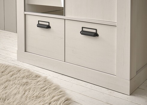 Riidekapp SHERWOOD valge mänd / hall, 93x63xH209 cm