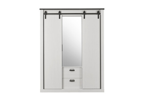 Riidekapp SHERWOOD valge mänd / hall, 162x63xH209 cm