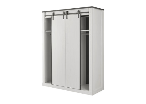 Riidekapp SHERWOOD valge mänd / hall, 162x63xH209 cm