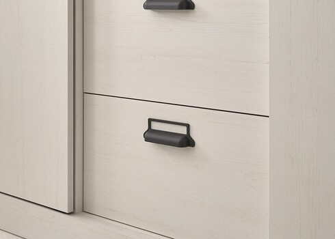 Riidekapp SHERWOOD valge mänd / hall, 162x63xH209 cm