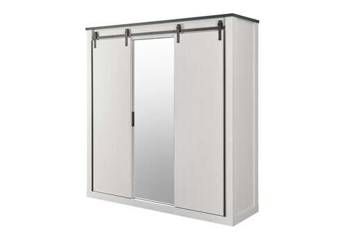 Riidekapp SHERWOOD valge mänd / hall, 201x63xH209 cm