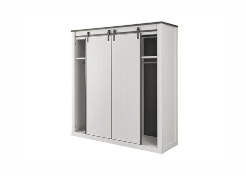 Riidekapp SHERWOOD valge mänd / hall, 201x63xH209 cm