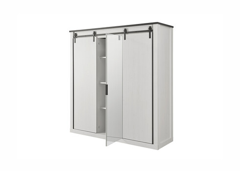 Riidekapp SHERWOOD valge mänd / hall, 201x63xH209 cm