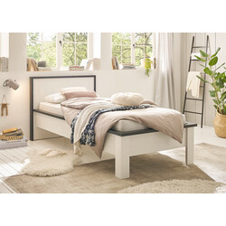 Voodi SHERWOOD valge mänd / hall, 111x214xH93 cm