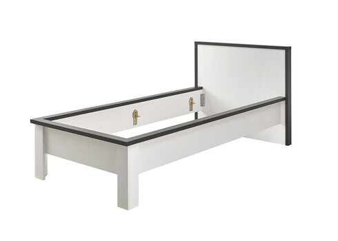 Voodi SHERWOOD valge mänd / hall, 111x214xH93 cm