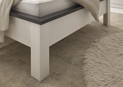 Voodi SHERWOOD valge mänd / hall, 111x214xH93 cm