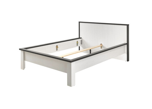 Voodi SHERWOOD valge mänd / hall, 161x214xH93 cm