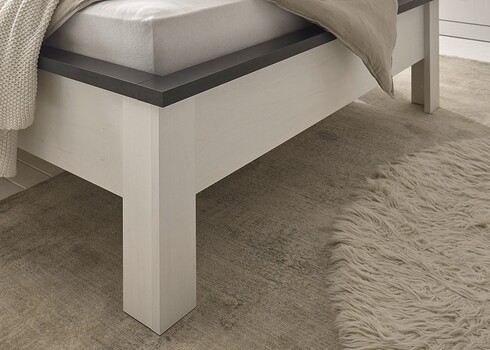 Voodi SHERWOOD valge mänd / hall, 161x214xH93 cm