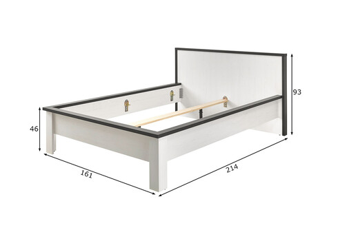 Voodi SHERWOOD valge mänd / hall, 161x214xH93 cm