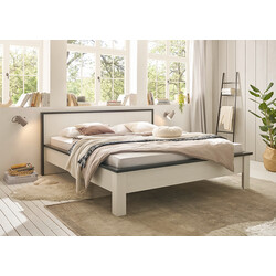 Voodi SHERWOOD valge mänd / hall, 201x214xH93 cm