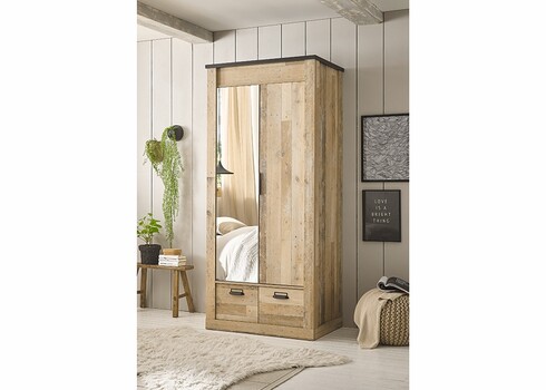 Riidekapp SHERWOOD pruun / hall, 93x63xH209 cm