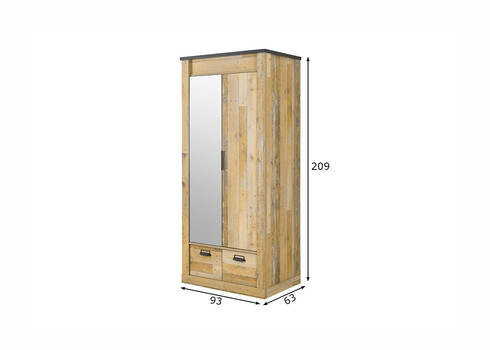 Riidekapp SHERWOOD pruun / hall, 93x63xH209 cm
