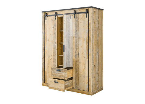 Riidekapp SHERWOOD pruun / hall, 162x63xH209 cm