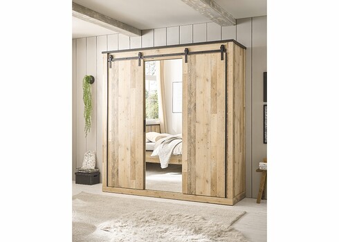 Riidekapp SHERWOOD pruun / hall, 201x63xH209 cm