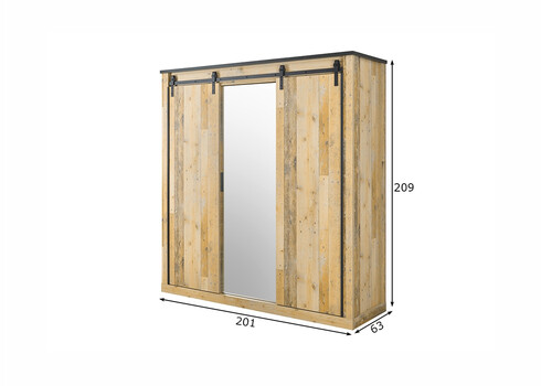 Riidekapp SHERWOOD pruun / hall, 201x63xH209 cm