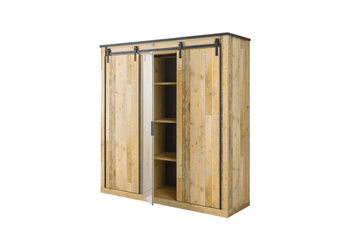 Riidekapp SHERWOOD pruun / hall, 201x63xH209 cm