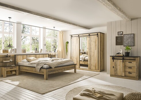 Riidekapp SHERWOOD pruun / hall, 201x63xH209 cm