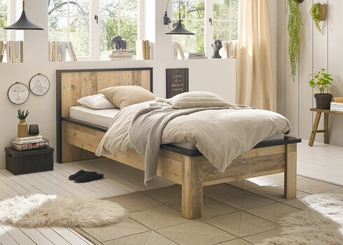 Voodi SHERWOOD pruun / hall, 111x214xH93 cm