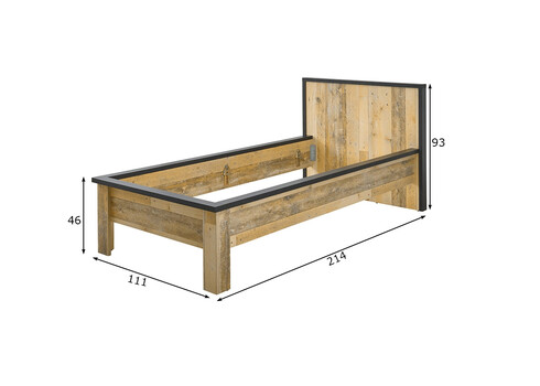 Voodi SHERWOOD pruun / hall, 111x214xH93 cm