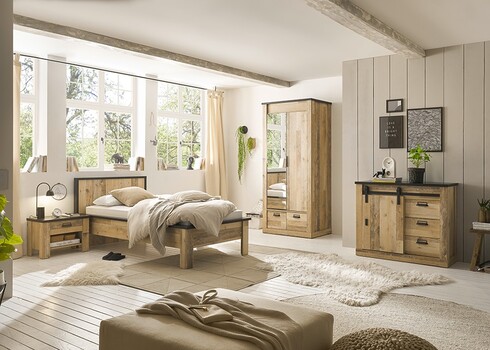 Voodi SHERWOOD pruun / hall, 111x214xH93 cm