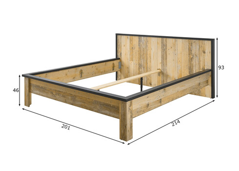 Voodi SHERWOOD pruun / hall, 201x214xH93 cm