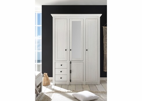 Riidekapp WESTERLAND valge mänd, 147x64xH206 cm