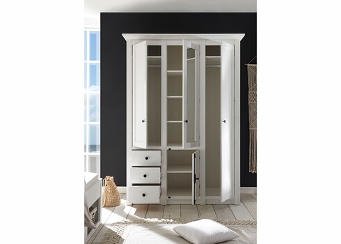 Riidekapp WESTERLAND valge mänd, 147x64xH206 cm