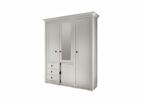 Riidekapp WESTERLAND valge mänd, 147x64xH206 cm