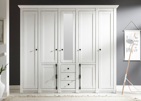 Riidekapp WESTERLAND valge mänd, 236x64xH206 cm