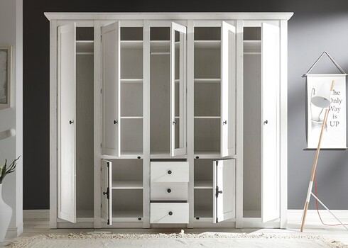 Riidekapp WESTERLAND valge mänd, 236x64xH206 cm