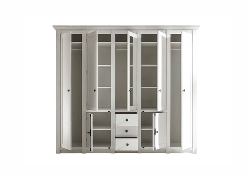 Riidekapp WESTERLAND valge mänd, 236x64xH206 cm